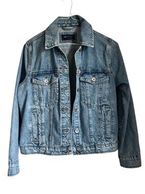 M&S Collection Light Wash Denim Jacket - Classic Trucker Style - US 8 Uk 12